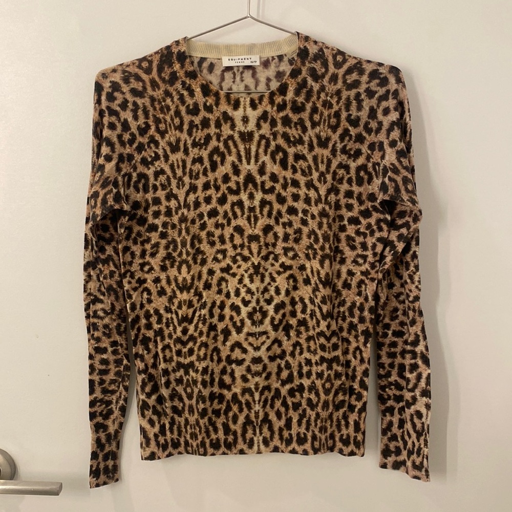 Equipment wool blend lightweight cheetah print sweater size XS